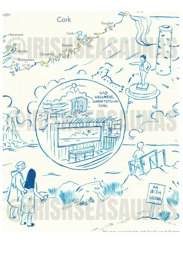 Beautifully Hand-Illustrated Map of Ireland’s Coastal Sea Saunas – A2 Print - Image 3